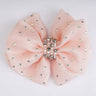 CHOKO Double Organza Bow Hairclip - Glass Crystal Bead Embellishments - Peach, OffWhite - 235CHK48