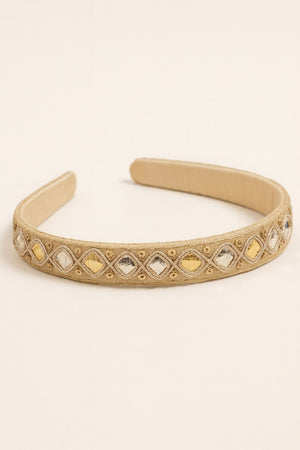 Choko Embroidered Work Hair Band for Girls with Soft Base for Festive Wear - Hair Accessories