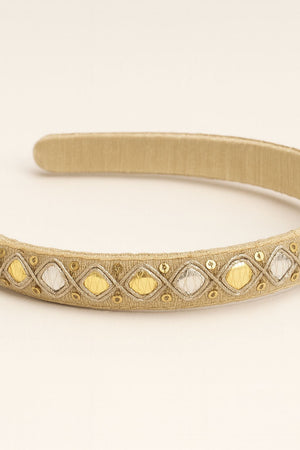 Choko Embroidered Work Hair Band for Girls with Soft Base for Festive Wear - Hair Accessories