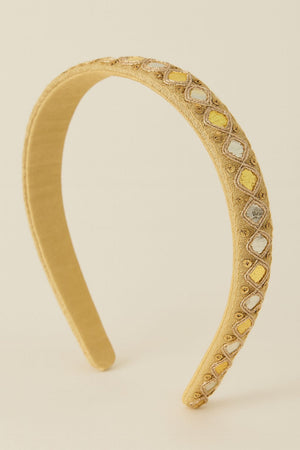 Choko Embroidered Work Hair Band for Girls with Soft Base for Festive Wear - Hair Accessories