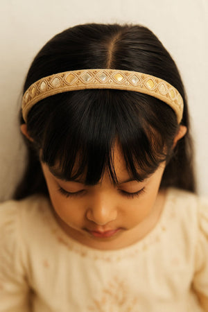 Choko Embroidered Work Hair Band for Girls with Soft Base for Festive Wear - Hair Accessories