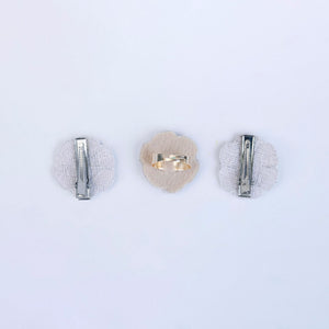 Choko Ethnic Sequin Floral Hair Clip & Ring Set with Sparkly Blooms for Girls, 2 Pcs - Silver - Hair Accessories