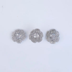 Choko Ethnic Sequin Floral Hair Clip & Ring Set with Sparkly Blooms for Girls, 2 Pcs - Silver - Hair Accessories