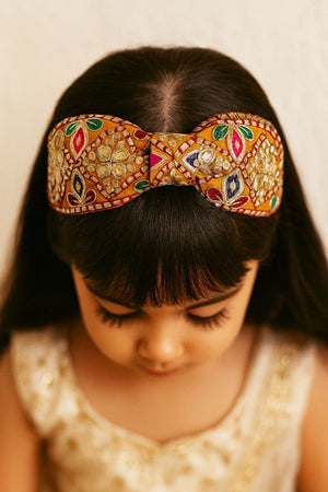 Choko Ethnic Thread Embroidered Fabric Hairband for Girls Traditional Festive Wear Style - Hair Accessories