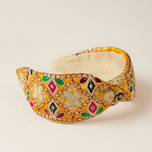 Choko Ethnic Thread Embroidered Fabric Hairband for Girls Traditional Festive Wear Style - Hair Accessories