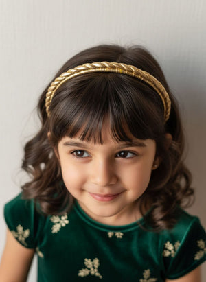 Choko Festive Braided Metallic Christmas Hairband & Sparkle for Girls - Gold kids hair accessory - Hair Accessories