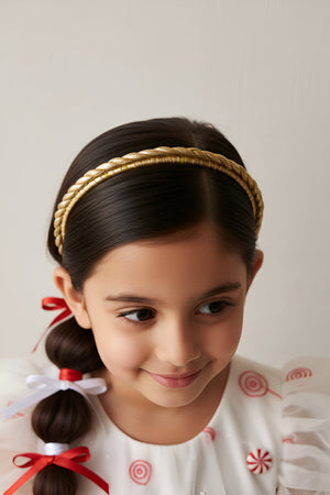 Choko Festive Braided Metallic Christmas Hairband & Sparkle for Girls - Gold kids hair accessory - Hair Accessories