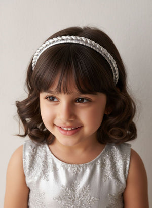 Choko Festive Braided Metallic Christmas Hairband & Sparkle for Girls - Silver kids hair accessory - Hair Accessories