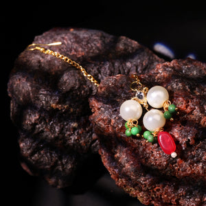 Choko Floral Kundan Maangtikka for Girls & Kids - Red & Green Mirror Detail - Kids Jewellery