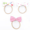 CHOKO Floral Print Hair - ties - Pink and White Cotton Bows - Set of Three - 235CHK02