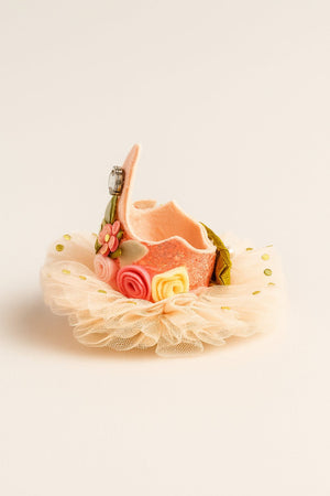 Choko Girls 2nd Birthday Crown Hair Band - Peach Gold Floral Tulle | Party Hair Accessory - Gift Hair Accessories