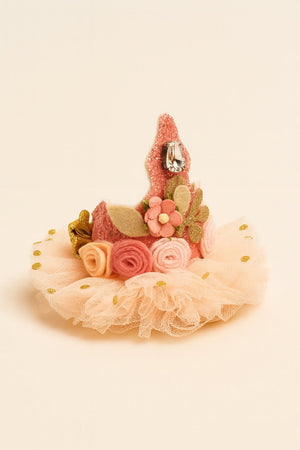 Choko Girls 2nd Birthday Crown Hair Band - Peach Gold Floral Tulle | Party Hair Accessory - Gift Hair Accessories