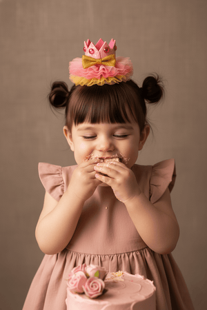 Choko Girls Birthday Crown Hair Clip - Pink with Jewels & Gold Bow | Kids Party Hair Accessory - Gift Hair Accessories