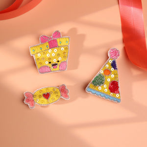Choko Girls Birthday Hairclips Set of 3 - Hat Candy Gift Box | Kids Party Accessories - Gift Hair Accessories