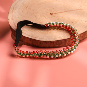 CHOKO Girls Embroidered Headband with Multicolour Threads & Gold Base - Golden - Ethnic Kids Accessory - Hair Accessories