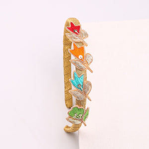 CHOKO Girls Embroidered Headband with Multicolour Threads & Gold Base - Golden - Ethnic Kids Accessory - Hair Accessories
