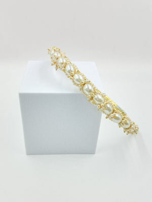 Choko Girls Gold Pearl Hairband for Festive Wear - Hair Accessories