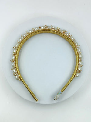 Choko Girls Gold Pearl Hairband for Festive Wear - Hair Accessories