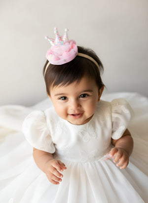 Choko Girls Pink Confetti Crown Headband With Soft Elastic For Birthday Celebrations - Hair Accessories