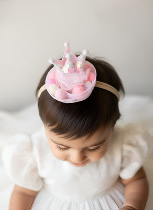 Choko Girls Pink Confetti Crown Headband With Soft Elastic For Birthday Celebrations - Hair Accessories