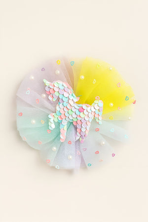 Choko Girls Pink Fascinator Hair Clip With Sequin Unicorn For Cute Casual Outings - Hair Accessories