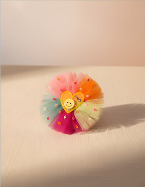 Choko Girls Pink Fascinator Hair Clip With Smiley Heart Accent For Daily Casual Wear - Hair Accessories
