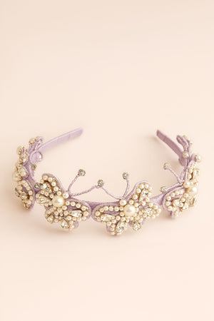 Choko Girls Purple Butterfly Hairband With Pearl Accents For Elegant Weekend Styling - Hair Accessories