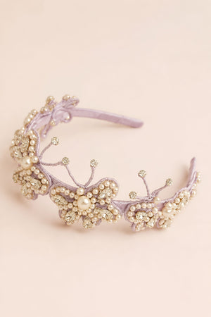 Choko Girls Purple Butterfly Hairband With Pearl Accents For Elegant Weekend Styling - Hair Accessories
