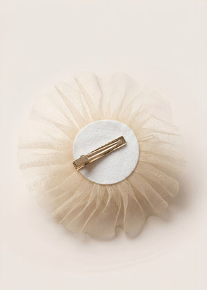 Choko Girls White Ruffled Mesh Crown Hair Clip With Blue Accent For Fancy Photo Shoots - Gift Hair Accessories