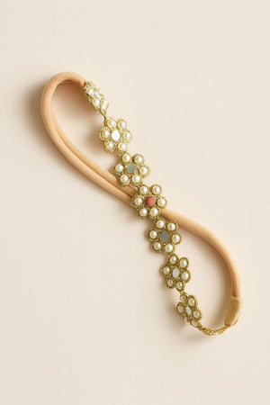 Choko Gold Floral Embellished Headband for Girls with Soft Fabric - Party & Festive Wear - Hair Accessories