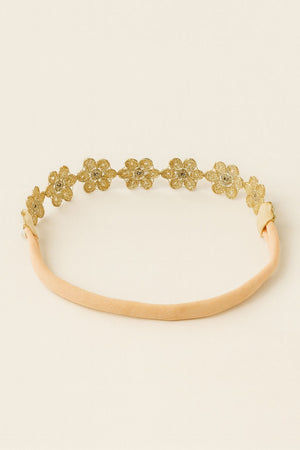 Choko Gold Floral Embellished Headband for Girls with Soft Fabric - Party & Festive Wear - Hair Accessories