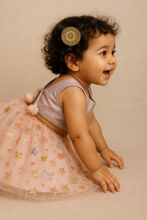 Choko Gold Floral Pearl Hair Clips for Girls with Textured Finish for Festive Styling - Hair Accessories