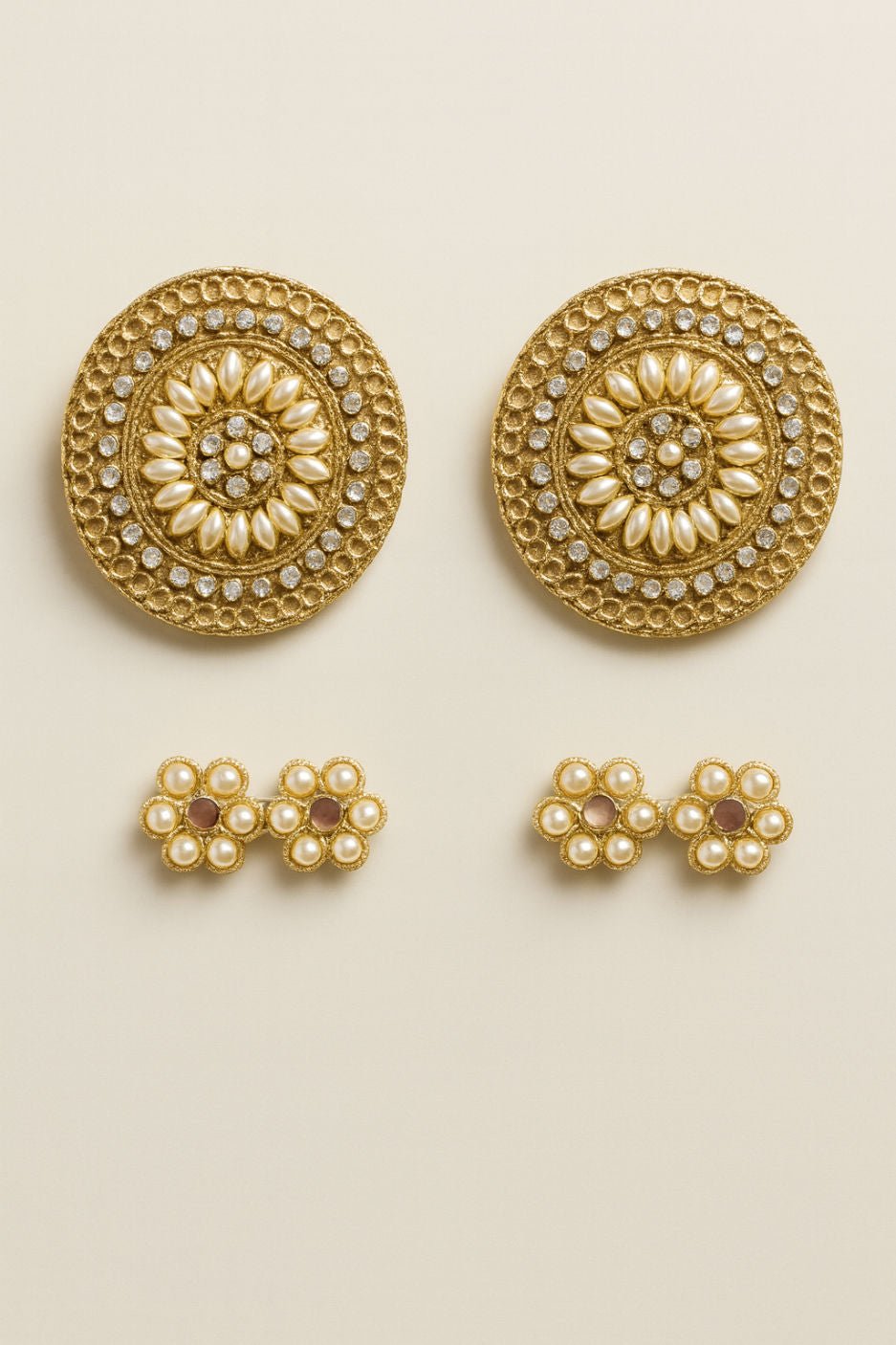 Choko Gold Floral Pearl Hair Clips for Girls with Textured Finish for ...