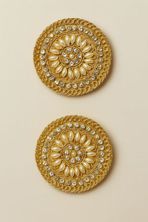 Choko Gold Floral Pearl Hair Clips for Girls with Textured Finish for Festive Styling - Hair Accessories