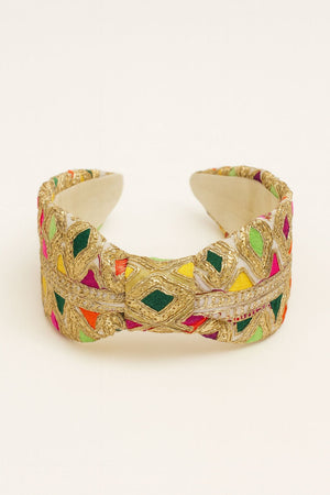Choko Gold Multicolour Embroidered Hair Band for Girls with Soft Padded Base - Hair Accessories