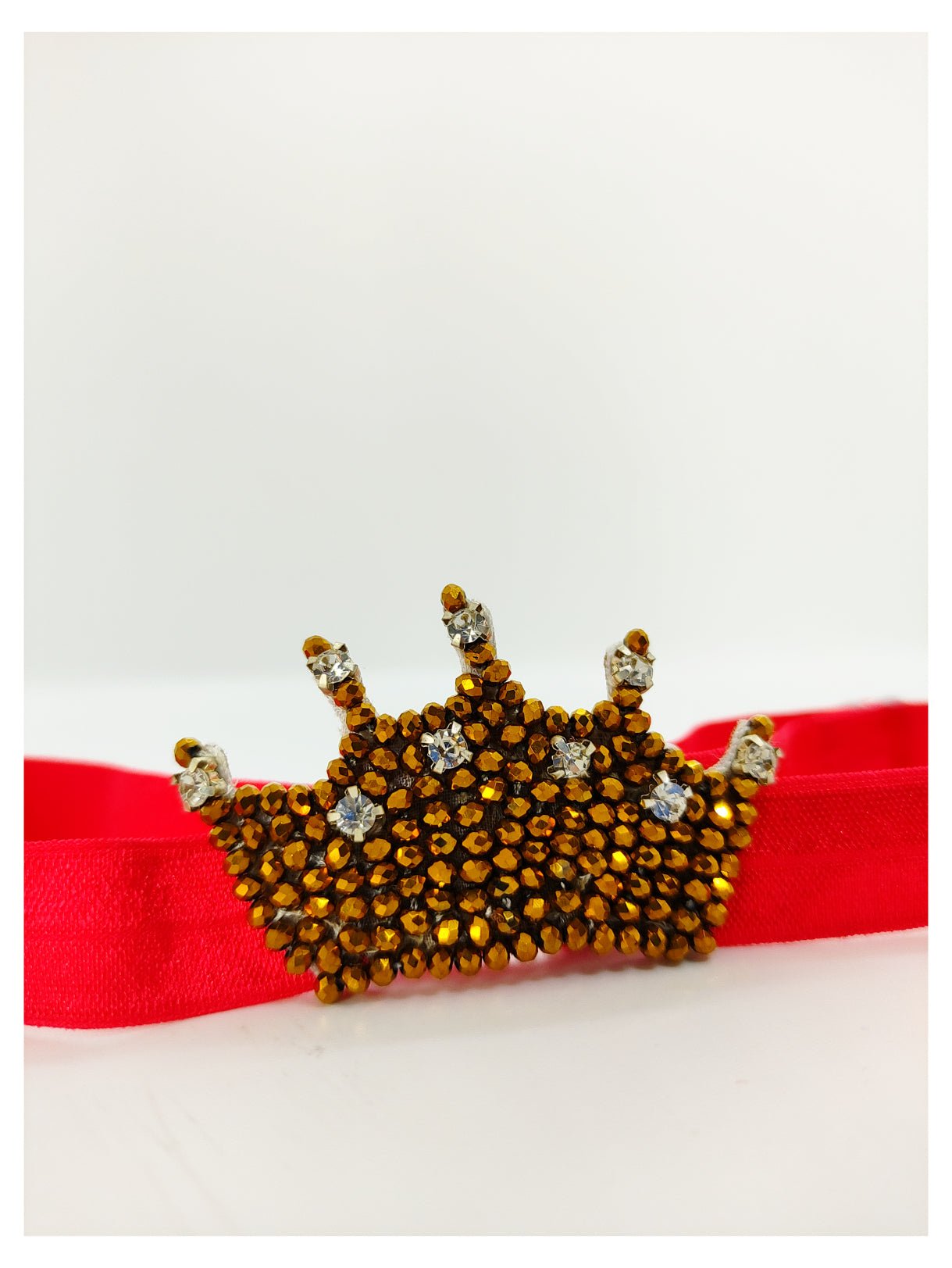 CHOKO Golden Baby Crown Crystal Hair Band - Handmade and Adjustable - CHK233C
