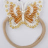 CHOKO Golden Glow Butterfly Hairtie Hairband - Glass Crystal Beads and Pearls - White and Yellow - 235CHK65