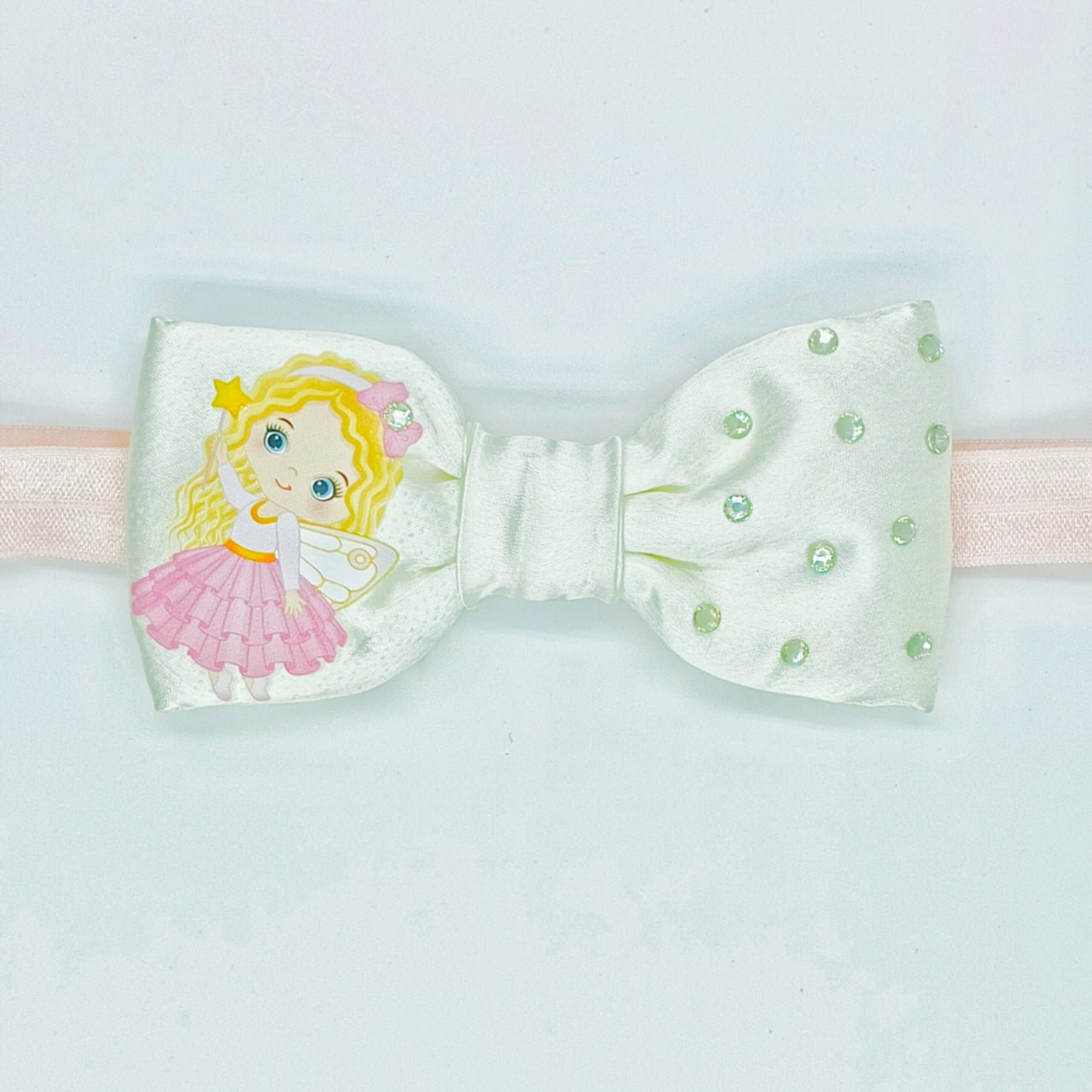 Choko - Kids Satin Stretchable Bow Shaped Headband - Off White, Pink & Yellow - CHK596