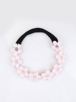 CHOKO Lace and Crystal Elegance - Sparkling Floral Hair Band - Pink , Peach, Clear - 235CHK24