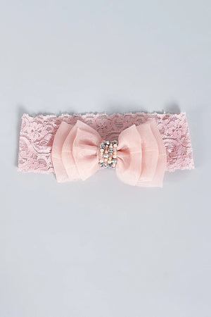 CHOKO Lady of the Valley Organza and Lace Hair Band - PEACH - CHK203A
