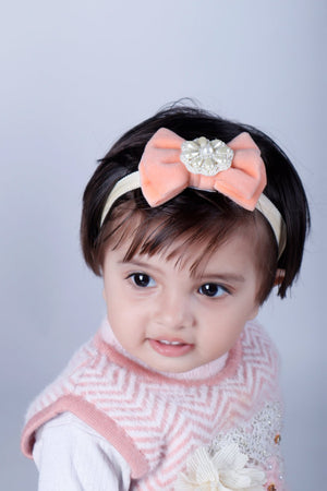 CHOKO Little Angel Pearl and Velvet Hair Band - Orange - CHK227A