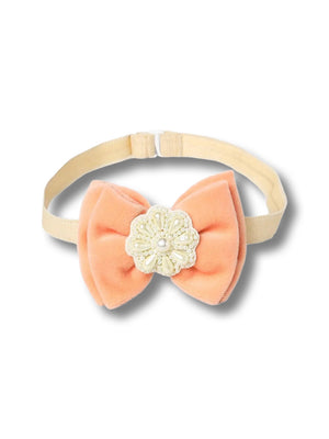 CHOKO Little Angel Pearl and Velvet Hair Band - Orange - CHK227A