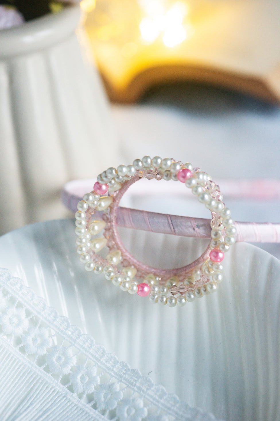 CHOKO Monarch Diamond Hair Band - Pink & White - CHK136