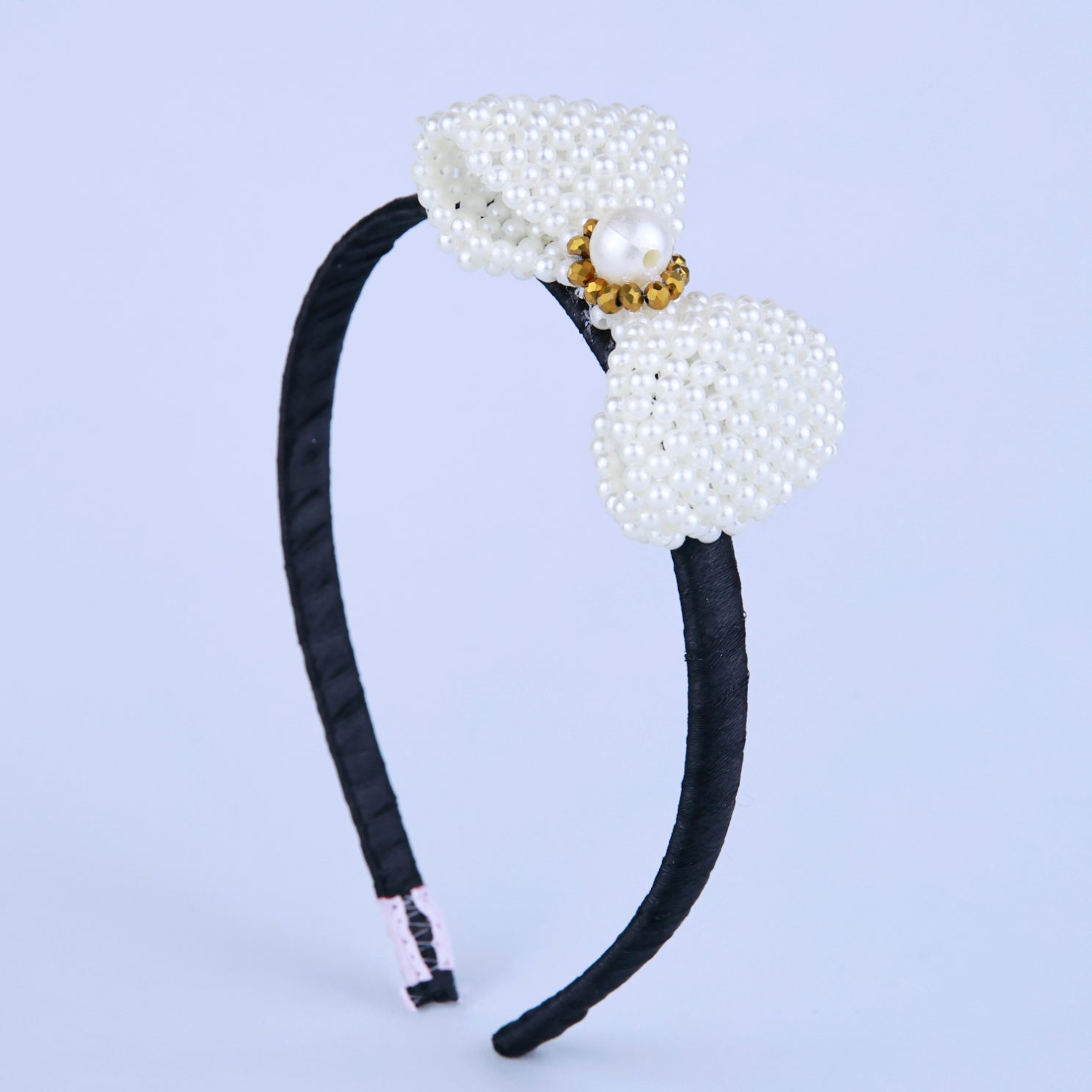 CHOKO Off White Bow Pearl Kids Hairband for Girls - CHK523A