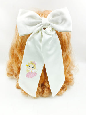 Choko Off White Princess Bow Hairclip for Girls - CHK545B