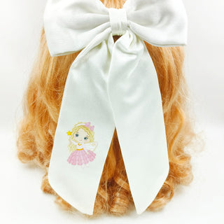 Choko Off White Princess Bow Hairclip for Girls - CHK545B