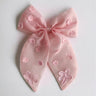 CHOKO Organza Bow Alligator Hairclip with Threaded Flower Embellishments - Pink - 235CHK77