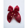 CHOKO Organza Bow Hair Clip - Red, Silver - 240CHK37