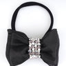 CHOKO - Organza Fabric - Black Triple Layered Bow Hair Tie - Crystal Bead and Pearl Embellishment - CHK203NBB