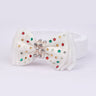 CHOKO - Organza Fabric - Black Triple Layered Bow Hair Tie - Crystal Bead and Pearl Embellishment - CHK203WDOT